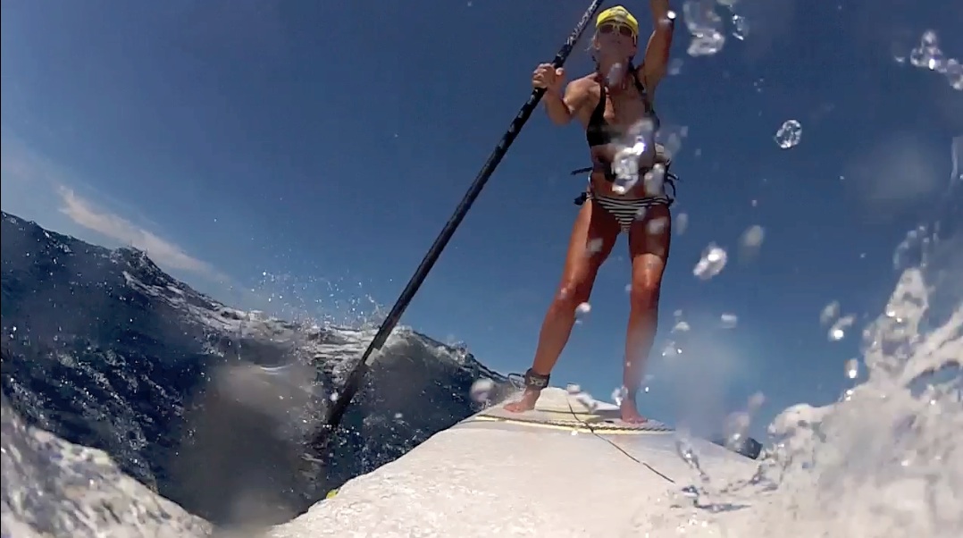 Maui SUP Surf Maliko Downwinder with Suzie Cooney and Dual GoPro Cameras