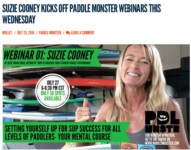Watch Webinar Setting Up Your SUP Mental Strategy with Suzie Cooney for Paddle Monster
